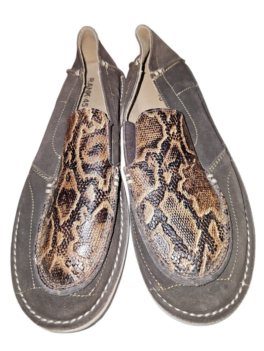 Rank 45  Slip-On Loafers in Brown Snake Print and Dark Brown